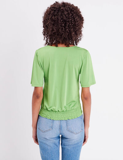 Blouse satin taille nouée vert femme