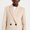 Manteau cintr&eacute; col ch&acirc;le manches longues beige femme