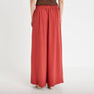 Pantalon large taille haute fluide vieux rose femme
