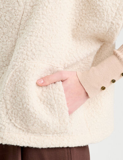 Gilet polaire manches courtes ecru femme