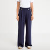 Pantalon bootcut taille haute fluide bleu fonc&eacute; femme