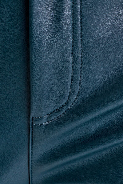 Pantalon flare simili cuir vert foncé femme