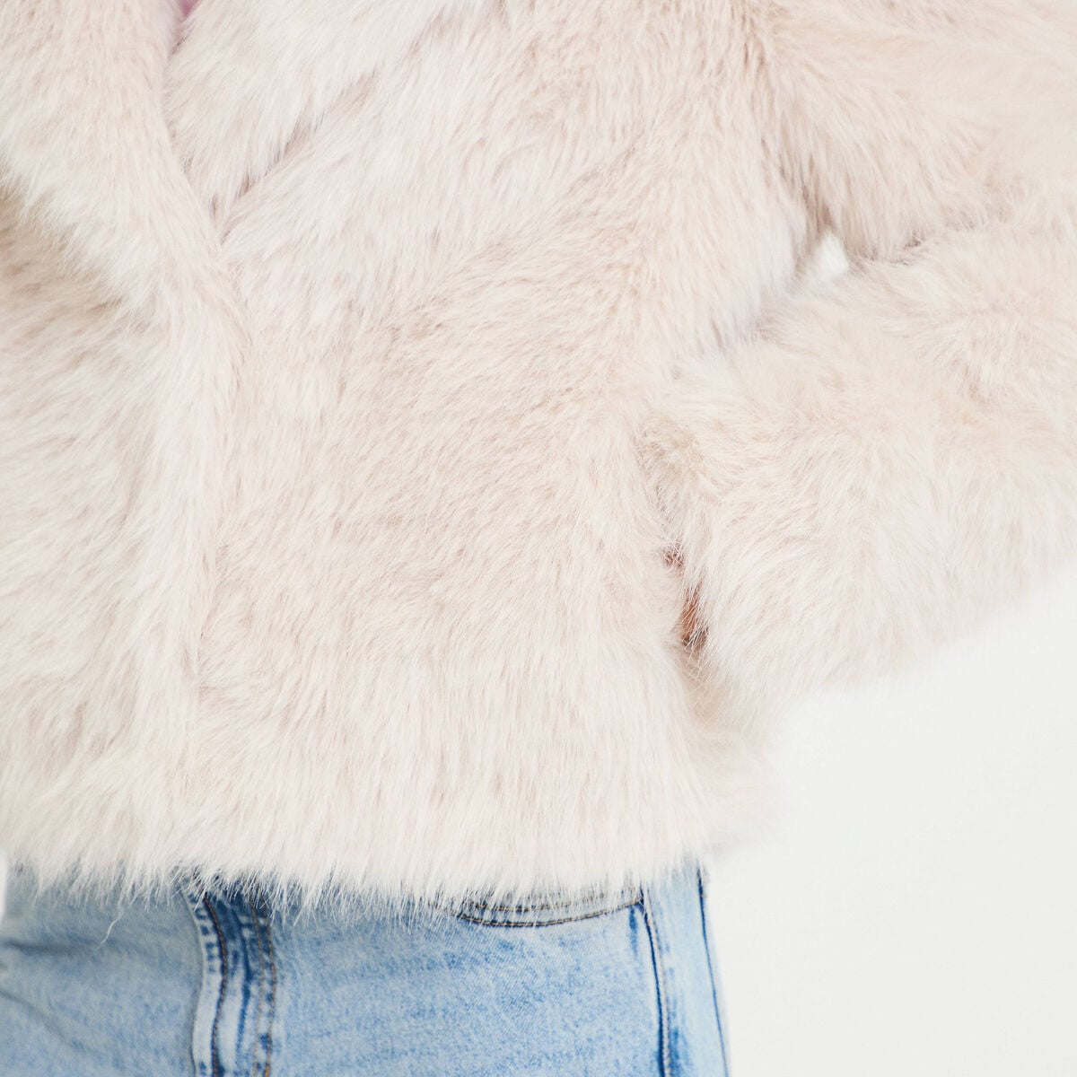 Manteau fausse fourrure ivoire femme