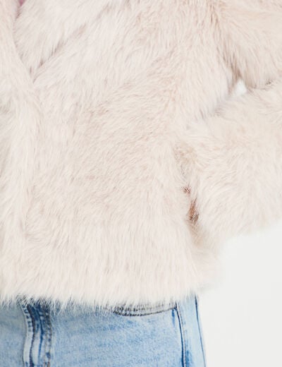 Manteau fausse fourrure ivoire femme