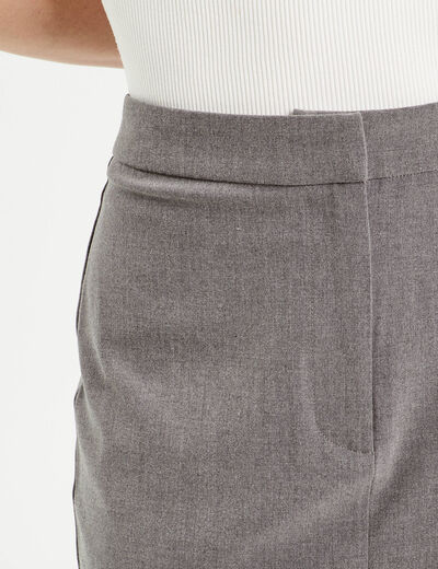 Jupe midi droite fendue gris foncé femme