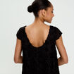 Robe droite motif floral en relief noir femme