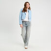 Jeans droit 5 poches denim bleach femme