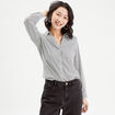 Chemise manches longues bleu marine femme