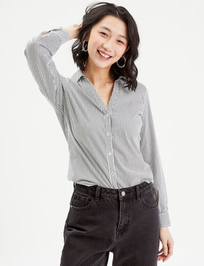 Chemise manches longues bleu marine femme