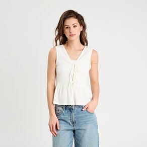 blouse nouee ecru femme Blouse nouée ecru femme