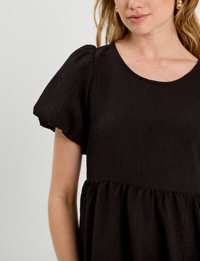 Robe évasée effet boule noir femme