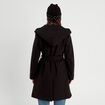 Manteau ceinturé à capuche noir femme