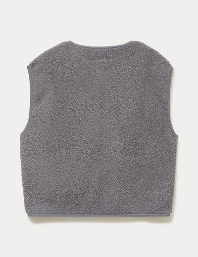Gilet sans manches bouclette gris femme