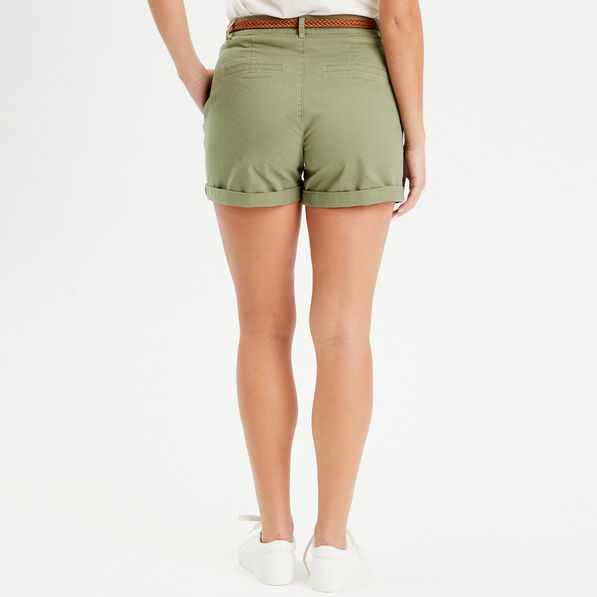 short chino ceinture vert kaki femme Short chino ceinturé vert kaki femme