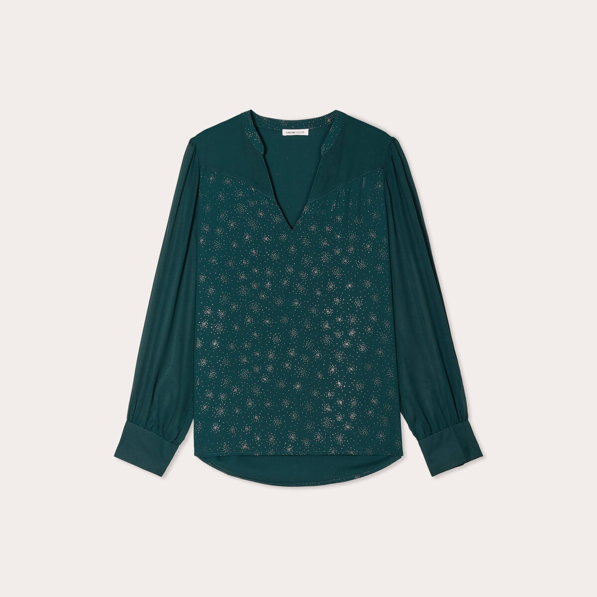 Blouse manches longues vert foncé femme