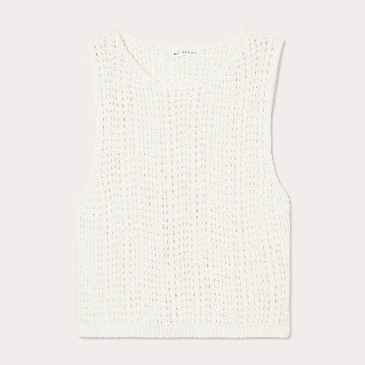Débardeur crochet dos lacé ecru femme