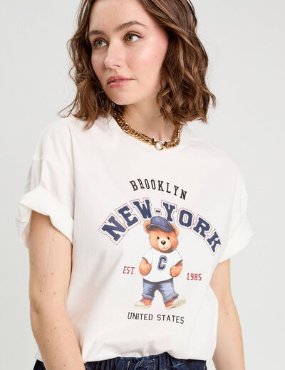 T-shirt manches courtes blanc femme