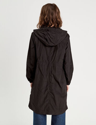 Parka déperlante 2-en-1 avec pochette noir femme