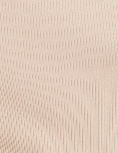 T-shirt manches longues côtelé sable femme