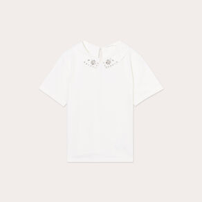 t shirt manches courtes bijoux ecru femme T-shirt manches courtes bijoux ecru femme