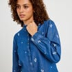 Chemise droite en jean col montant blanc femme