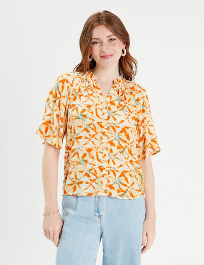 Blouse manches 3/4 blanc femme