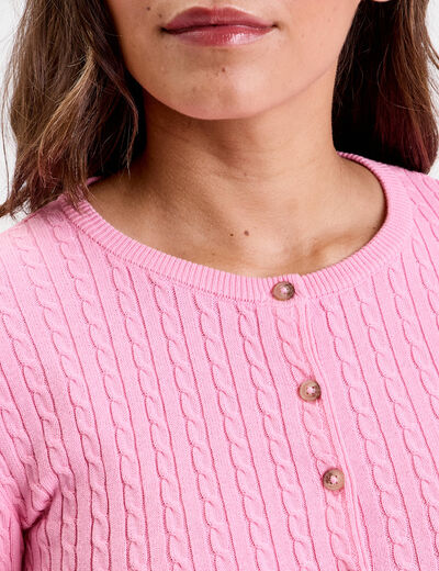 Gilet ajusté en coton manches longues rose femme