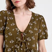 Blouse noeuds devant vert kaki femme