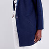 Manteau droit manches longues bleu marine femme
