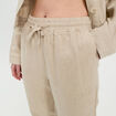 Pantalon carotte contenant du lin beige femme