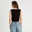 Gilet sans manches col en V noir femme