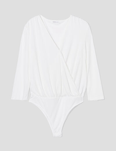 Body col cache-coeur ecru femme