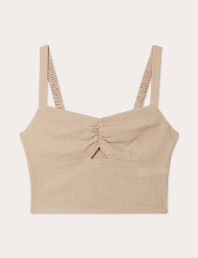 Bustier bretelles fines beige femme
