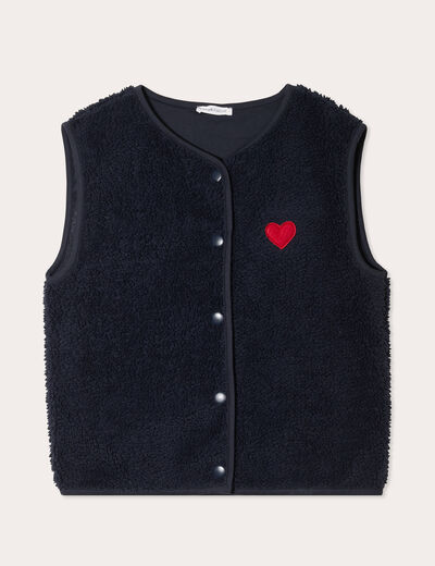 Gilet effet polaire bleu marine femme