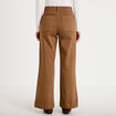 Pantalon bootcut taille basse en jean marron femme