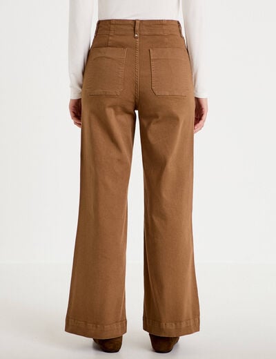 Pantalon bootcut taille basse en jean marron femme
