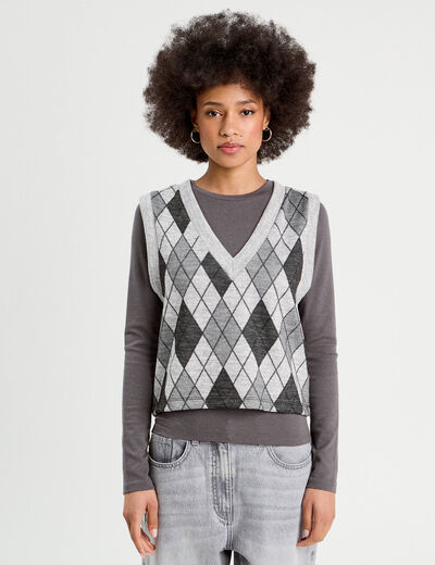 Pull sans manches gris clair femme
