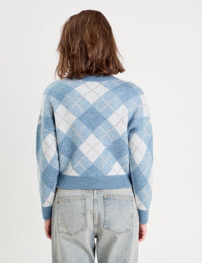 Pull manches longues bleu femme