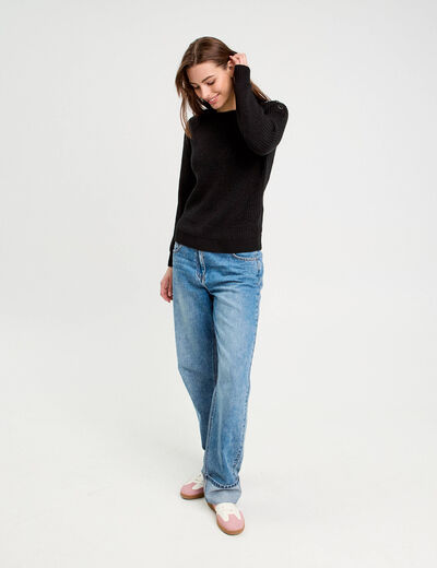 Pull manches longues noir femme