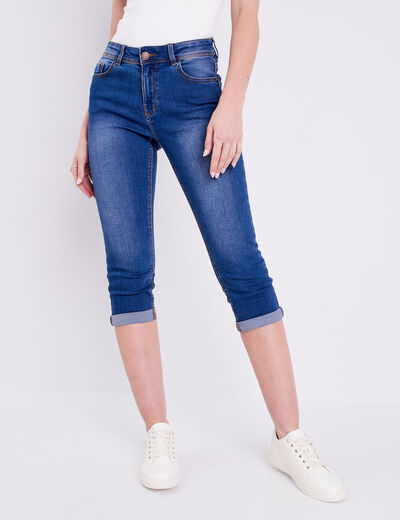 Pantacourt denim stone femme