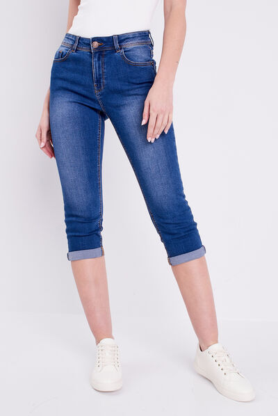 Pantacourt denim stone femme