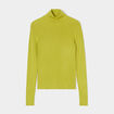 Pull côtelé col roulé vert olive femme
