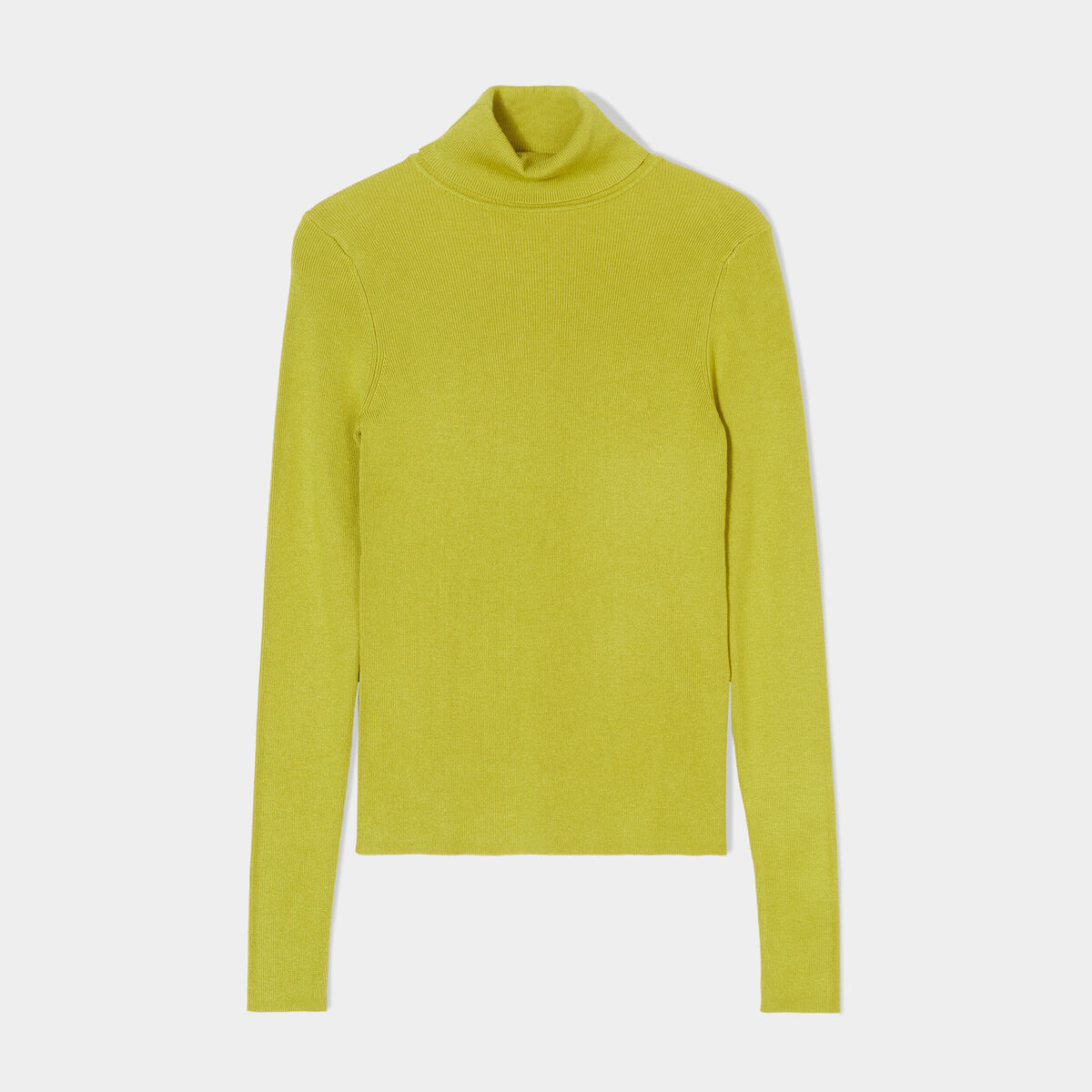 Pull côtelé col roulé vert olive femme