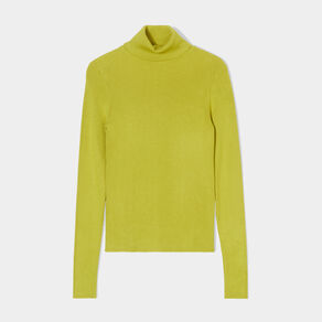 Pull côtelé col roulé vert olive femme