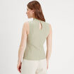 Débardeur col montant vert kaki femme