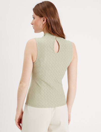 Débardeur col montant vert kaki femme