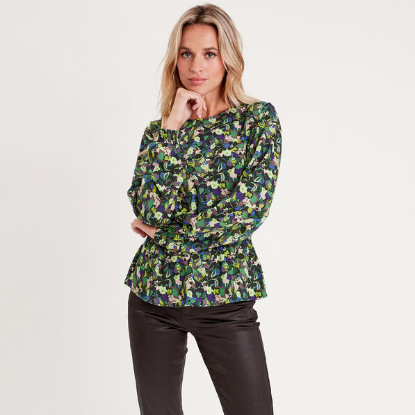 Blouse manches longues vert femme