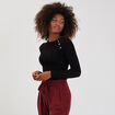 Pull côtelé avec boutons noir femme