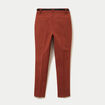Pantalon cigarette ceintur&eacute; marron cognac femme