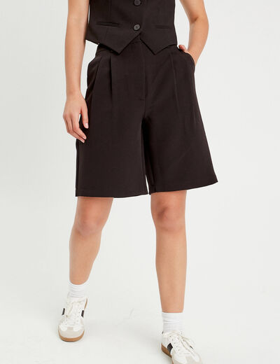 Bermuda large pinces noir femme